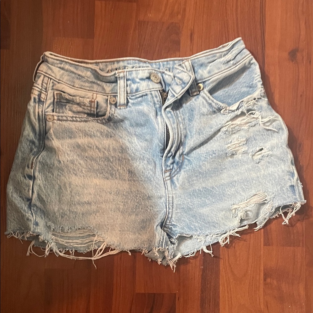 American Eagle Outfitters Light Blue Ripped Jean Shorts